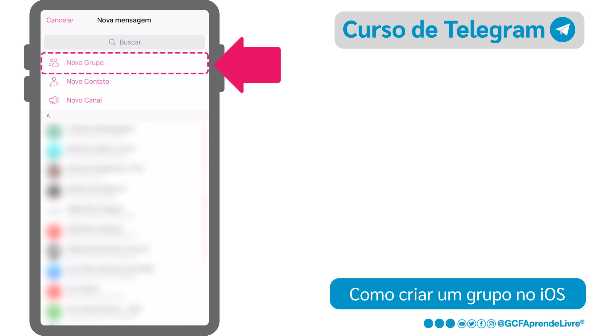 Como criar um grupo do Telegram no iOS - passo 2